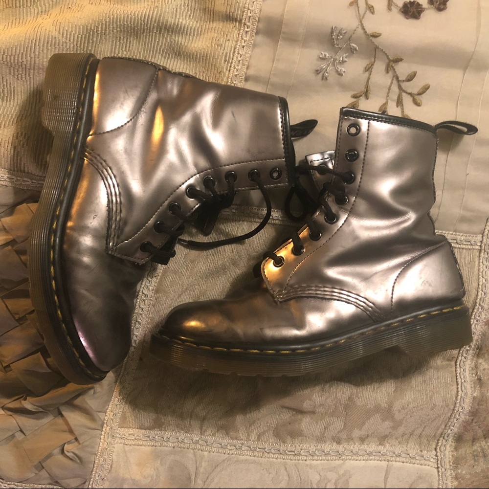 Silver doc martens size 8
